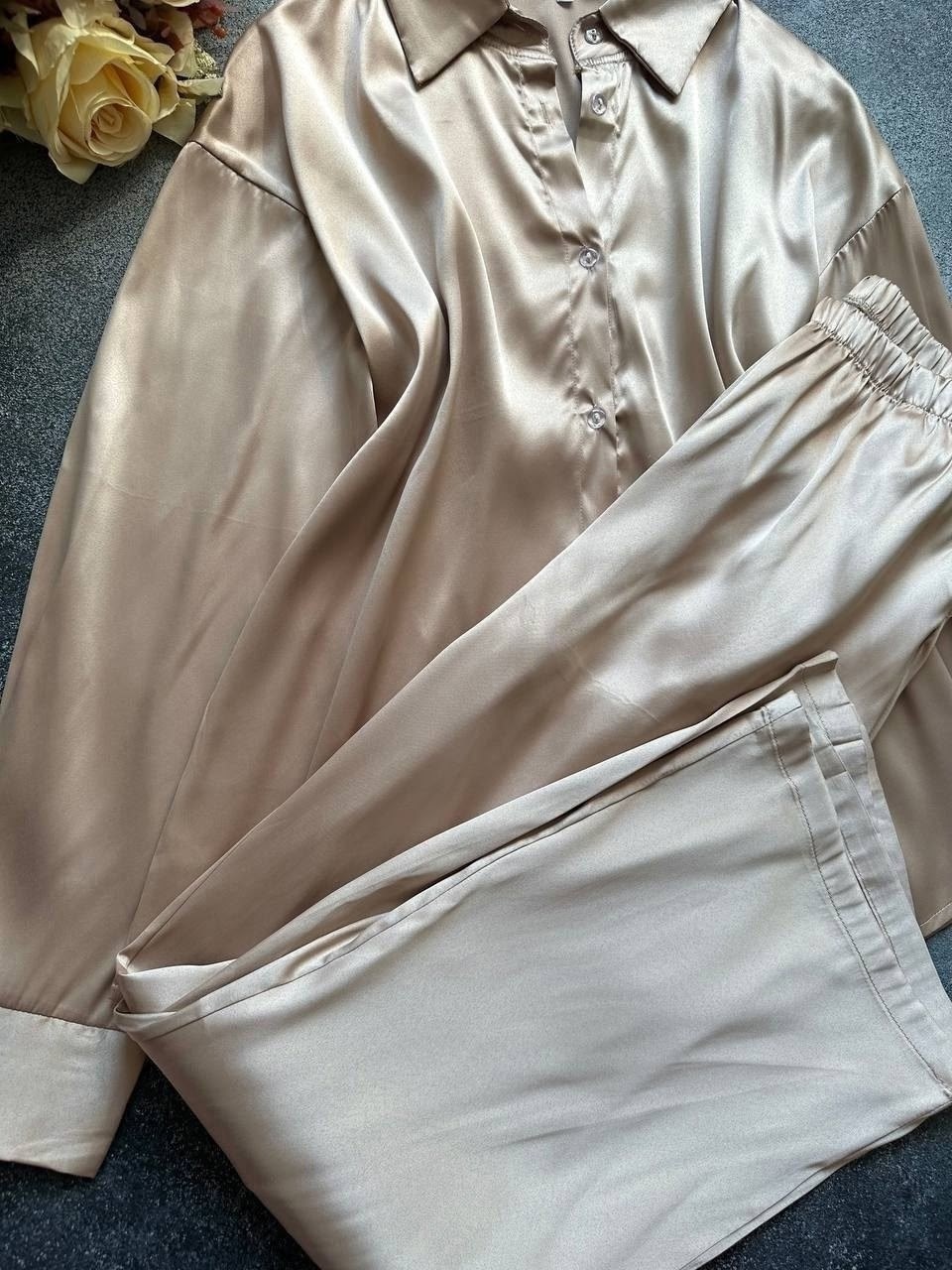 шелковый костюм,пижама для женщин,бежевый брючный костюм женский,атласный костюм,атласный брючный костюм