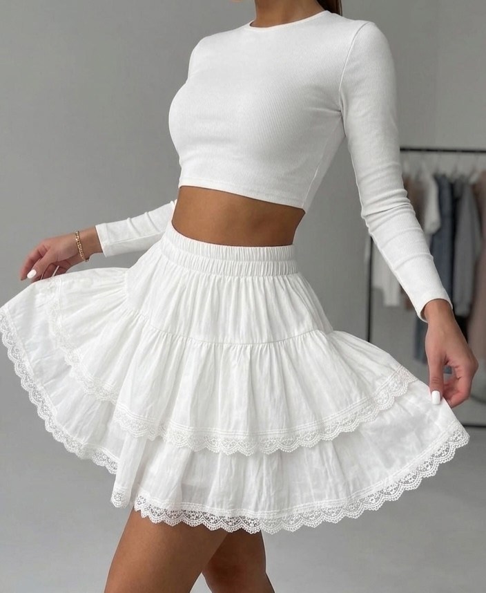 короткая белая юбка,юбка,юбка белая,юбка с оборками,юбка белая мини