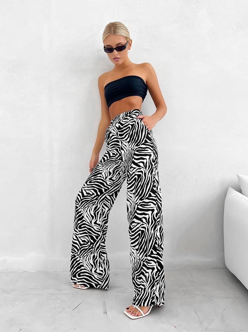 брюки jyate женские с принтом зебры,брюки с принтом зебра,брюки зебра,образ брюки палаццо зебра,брюки зебра широкие