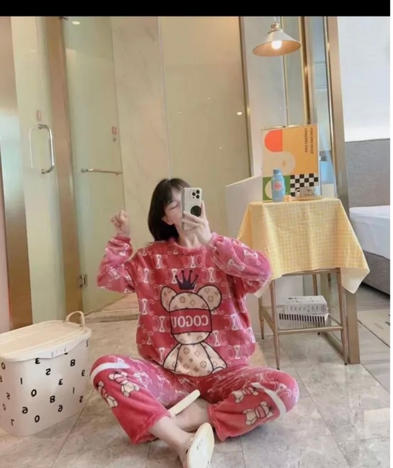 пижама женская теплая,мягкая теплая пижама,пижама женская,пижама со штанами плюшевая теплая kem_cun 504427920,модная пижама