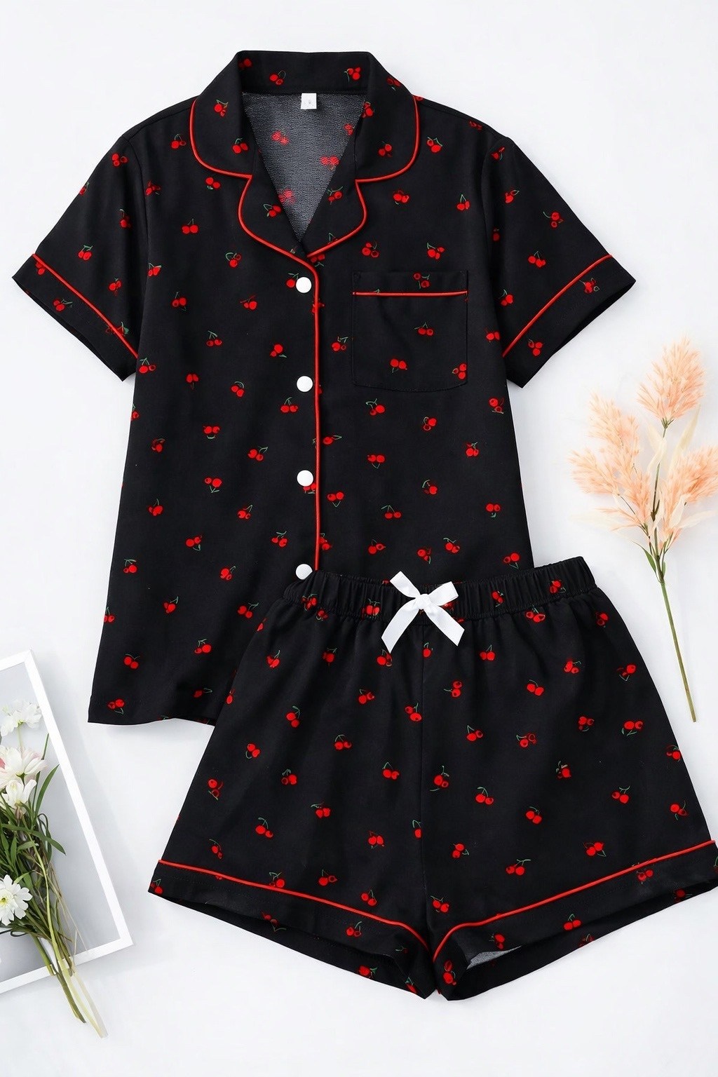 женская пижама,пижама для женщин,комплект пижама,стильная пижама,пижама черная