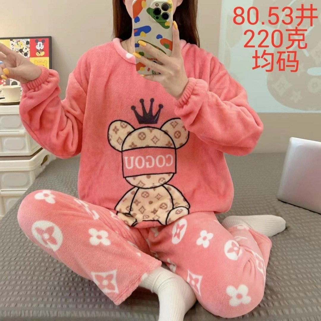 пижама женская теплая,мягкая теплая пижама,пижама женская,пижама со штанами плюшевая теплая kem_cun 504427920,модная пижама