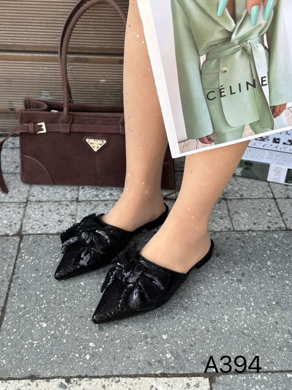 тапочки модные,туфли блестящие серебряные с бантом,,женские тапочки,женские шлепанцы