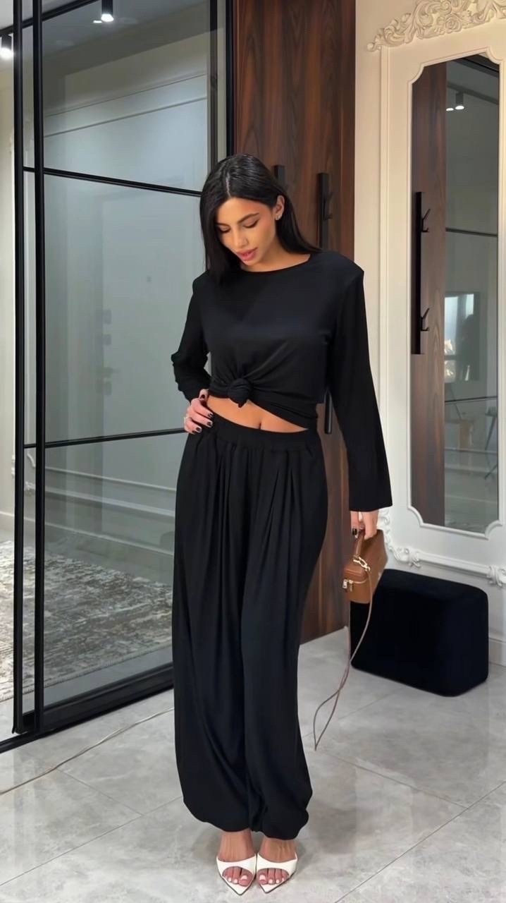 модные брюки палаццо,мода модная,повседневный костюм,черные брюки палаццо образы