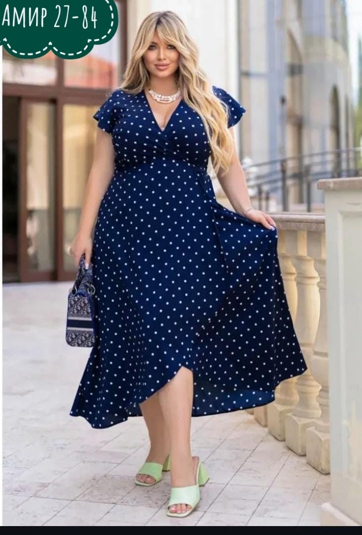 платье больших размеров,,женское платье больших размеров,платье большого размера,платье женское в горошек больших размеров