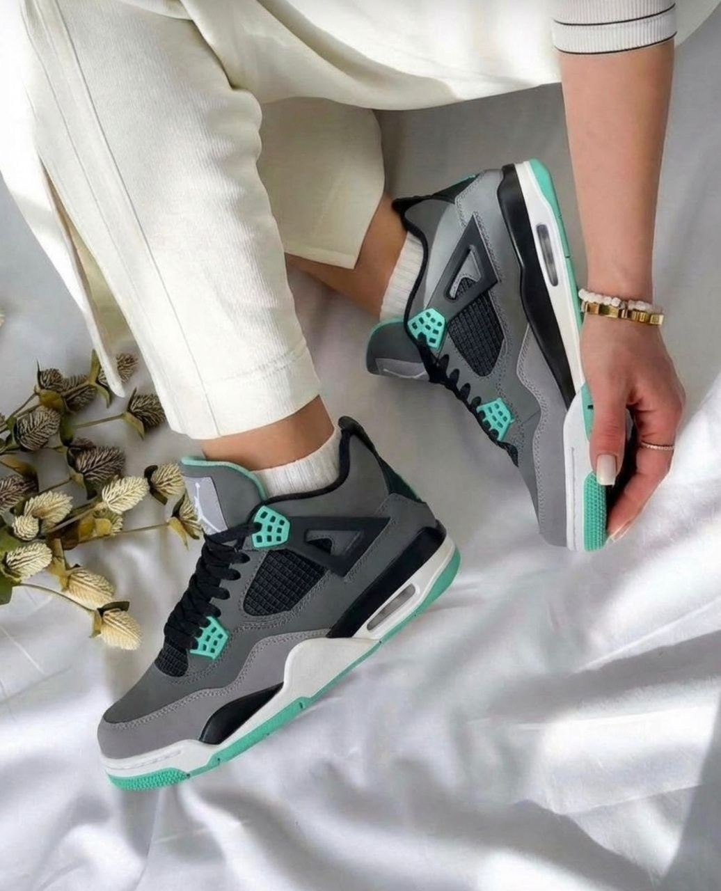 кроссовки nike air jordan 4 retro,nike air jordan 4 retro green glow,кроссовки nike air jordan 4,кроссовки,jordan 4 retro green glow