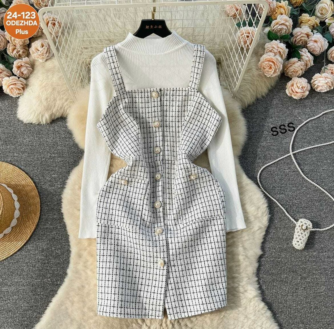 твидовый сарафан,сарафан в клетку,платье в стиле,шерстяное платье,сарафан в клетку зима