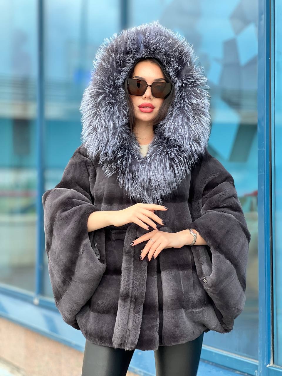 шуба графит летучая мышь,норковое пончо с капюшоном из меха чернобурки,шубка из меха европейской норочки с капюшоном из меха чернобурки,шуба норковая пончо с чернобуркой р.44-58,шуба норковая с черноб