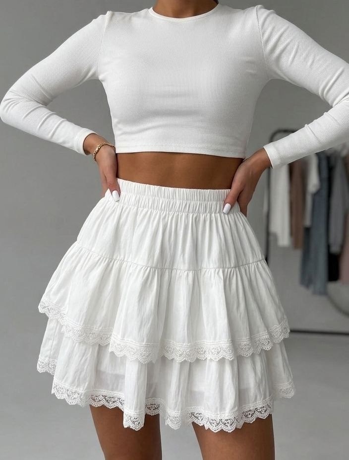 юбка белая,короткая белая юбка,юбка,юбка с оборками,юбка мини