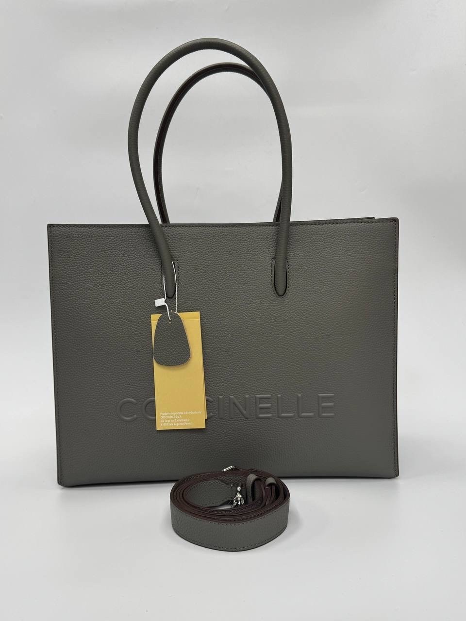 сумка-шопер myrtha из зернистой кожи с логотипом макси coccinelle коричневый,coccinelle сумка,coccinelle сумка на плечо шоппер myrtha maxi log,coccinelle сумка на плечо шоппер,женская сумка