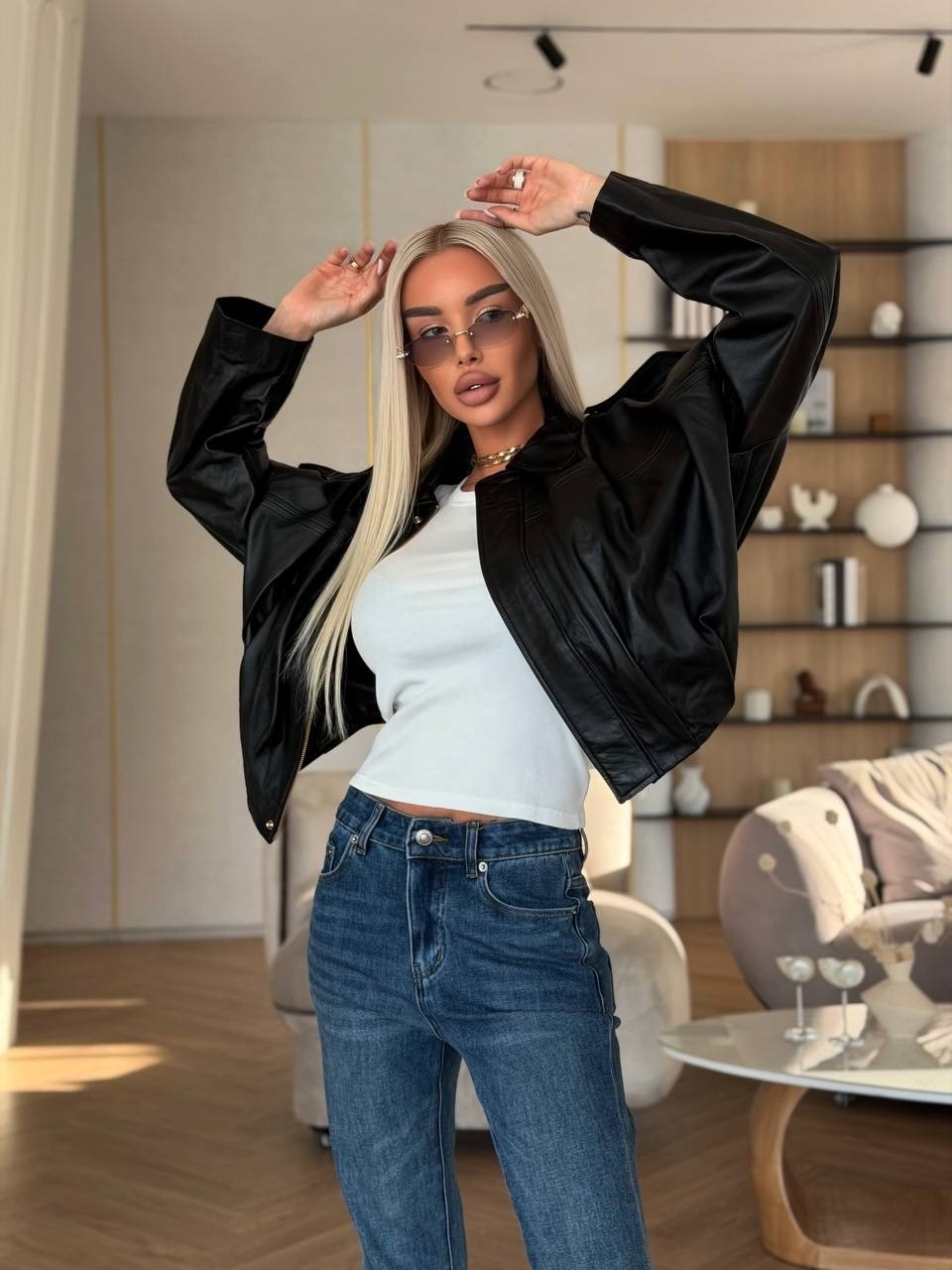 куртка бомбер из экокожи emberens,куртка бомбер оверсайз кожаная c&c fashion,женская куртка кожаная оверсайз короткая okssana firsanova,кожаная куртка,женская кожаная куртка