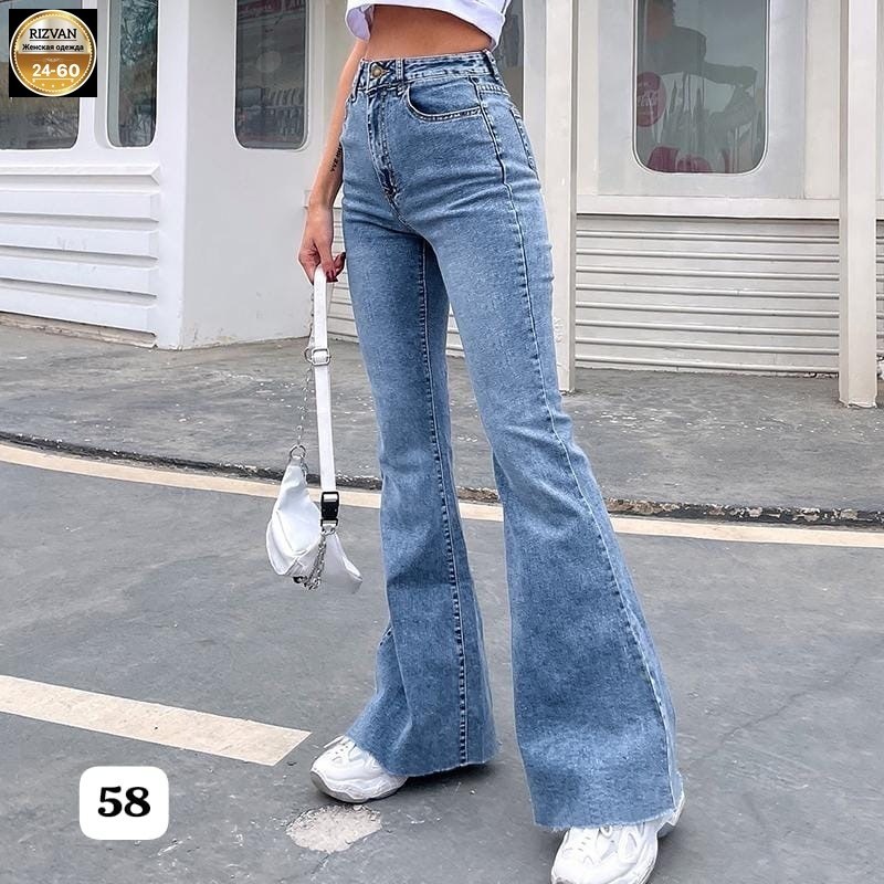 женские джинсы клеш,джинсы клеш 2026,джинсы клеш с высокой талией,женские джинсы клеш с высокой посадкой,голубые джинсы клеш