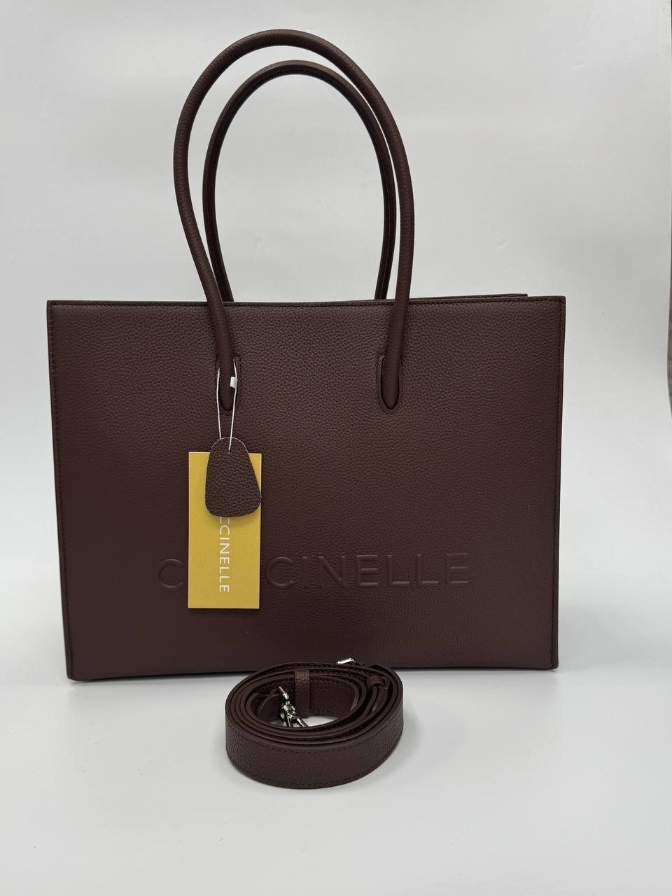 сумка-шопер myrtha из зернистой кожи с логотипом макси coccinelle коричневый,coccinelle сумка,coccinelle сумка на плечо шоппер myrtha maxi log,coccinelle сумка на плечо шоппер,женская сумка