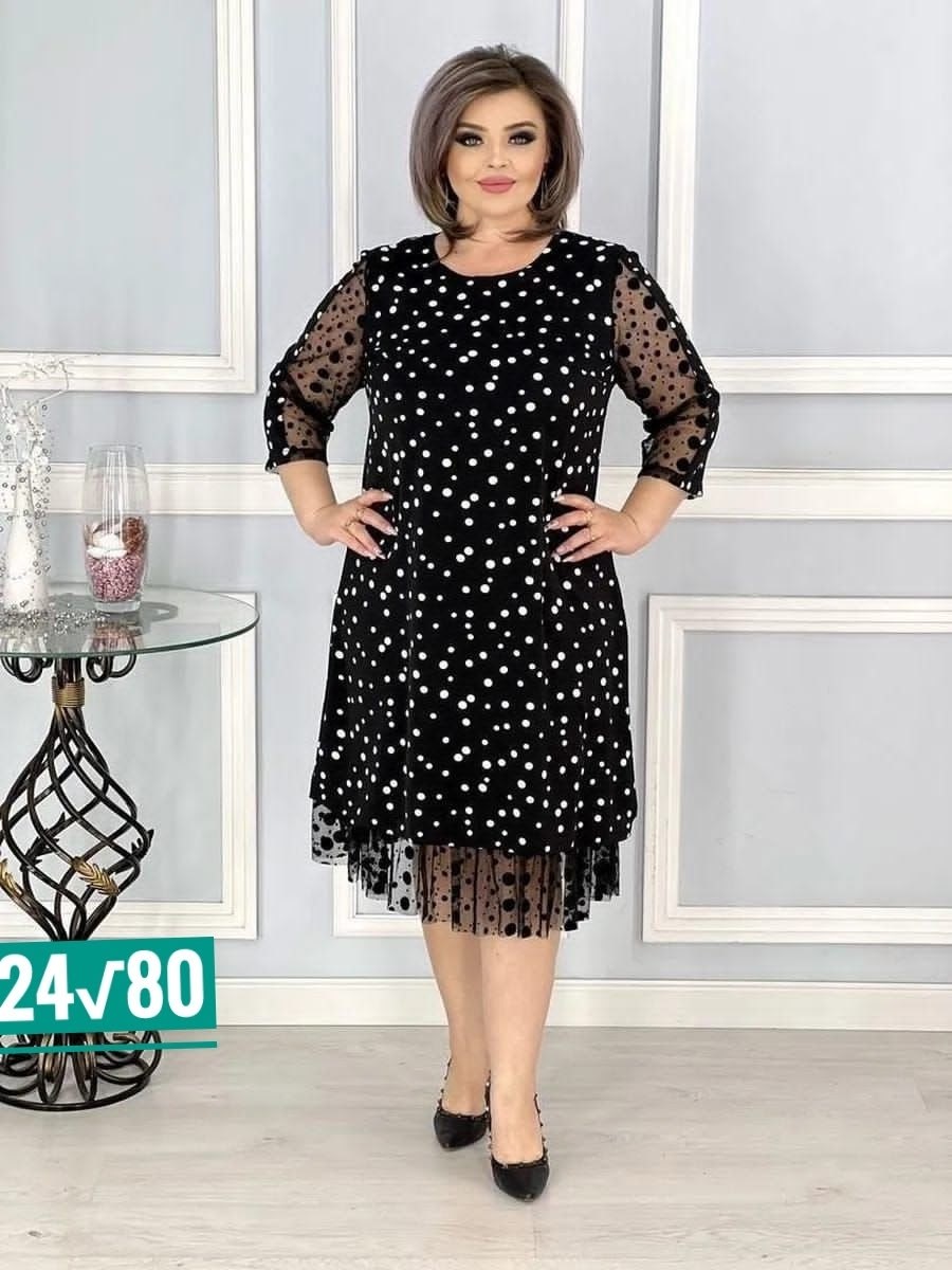 вечернее платье больших размеров нарядное в горошек saliya brand,платье больших размеров в горошек,женское праздничное платье больших размеров,платье вечернее больших размеров нарядное в горошек,плать