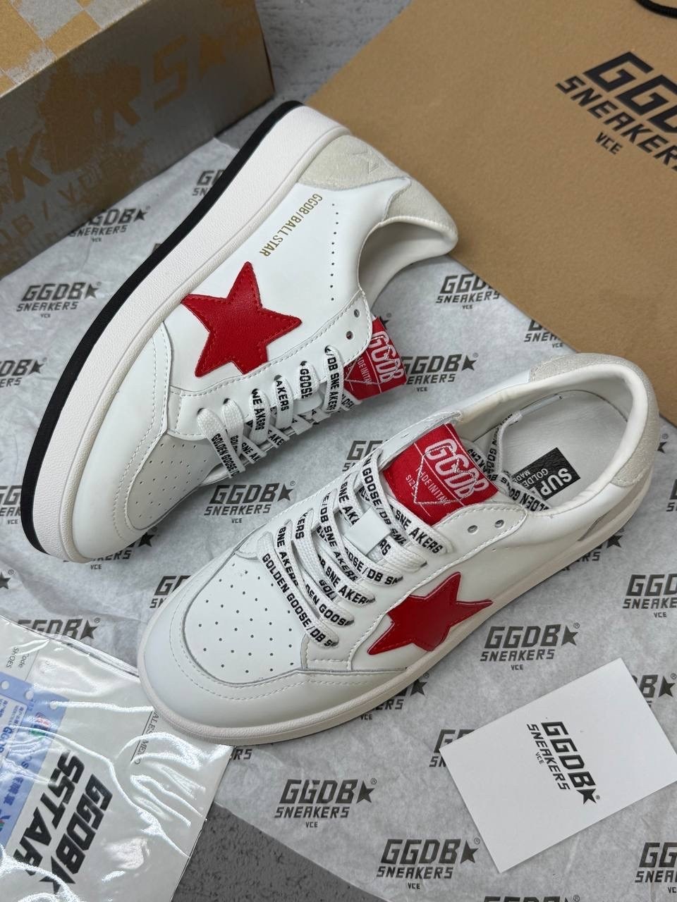 кроссовки golden goose ball-star low белый красный,кроссовки golden goose,кеды golden goose,кеды golden goose "ball star" красные,golden goose sneakers
