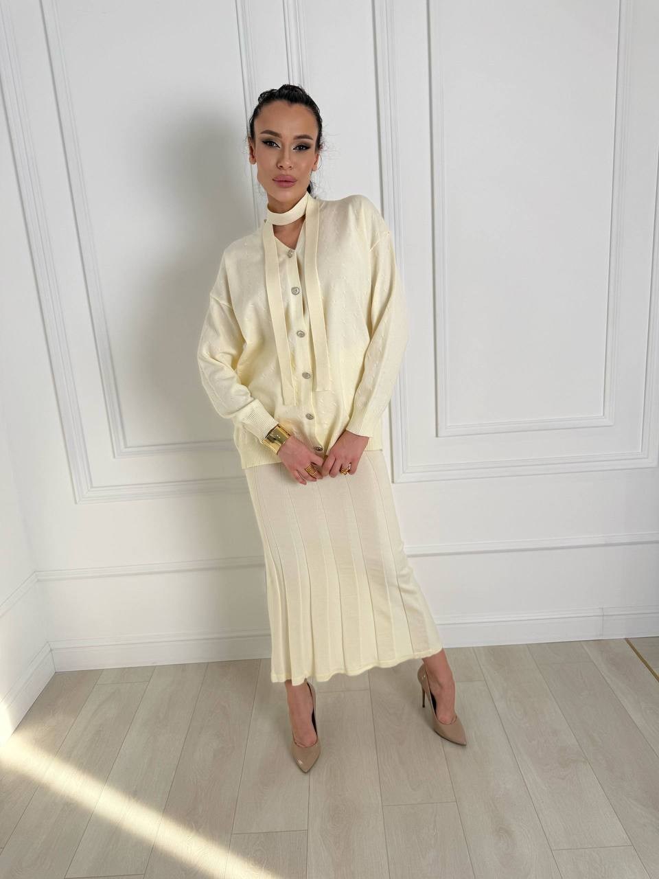 женский костюм с юбкой,костюм с юбкой и кардиганом galore original,костюм с юбкой и кардиганом galore original цвет слоновая кость,костюм с юбкой и кардиганом galore original 304491992,костюм с юбкой