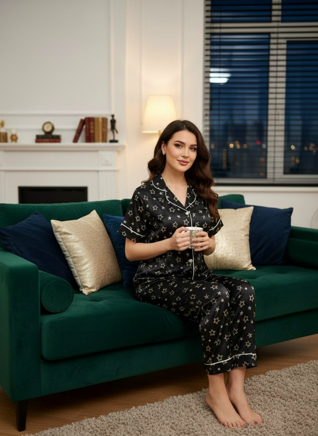 pijama takımı,комплект пижама,женская пижама с брюками,комплект женской пижамы,атласная пижама с брюками