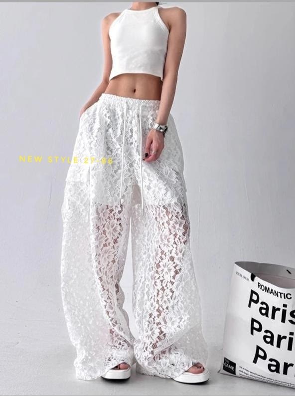брюки кружевные прозрачные гипюровые,брюки с кружевом,брюки прямые из кружева mollis,кружевные брюки,кружевные штаны