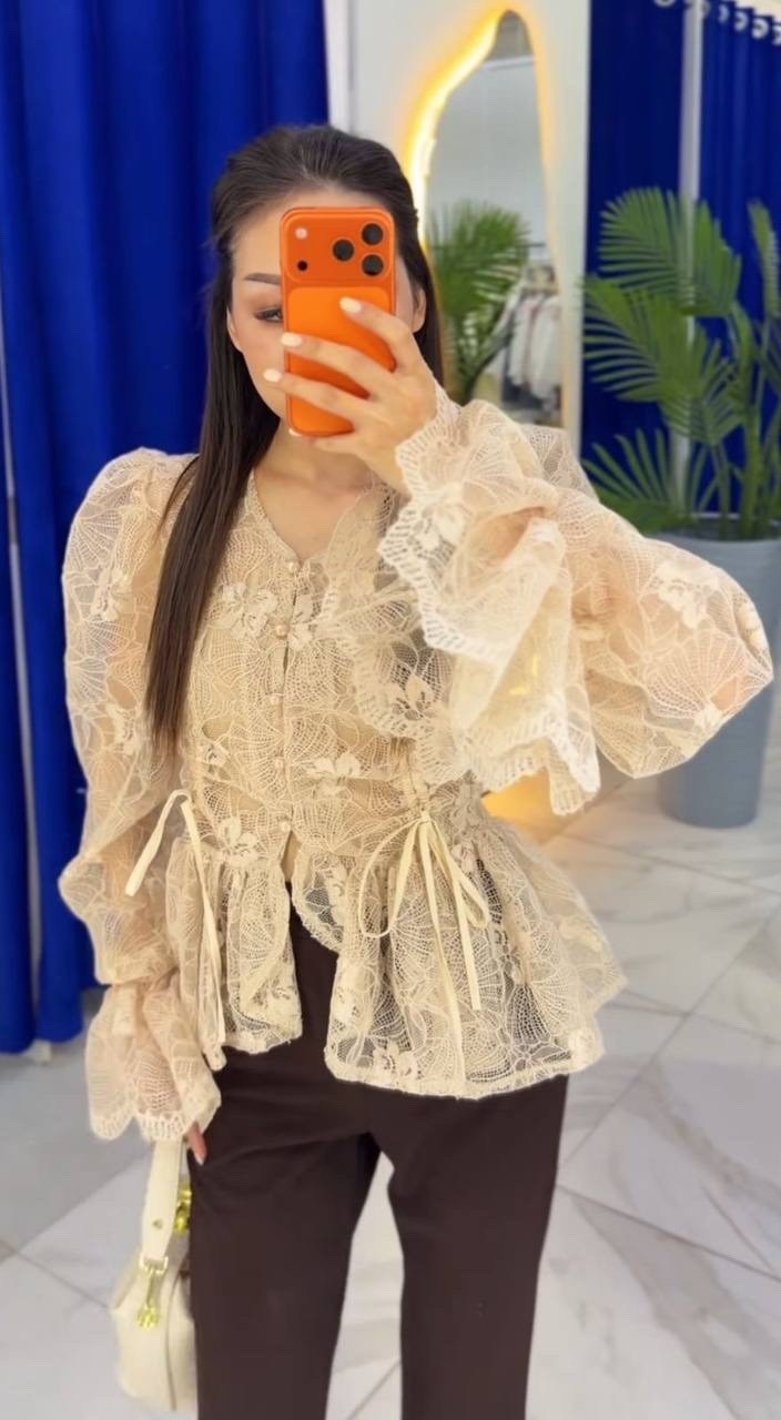 кружевная блузка,женская кружевная блузка,блузка модная,кружевная блузка нарядная disorelle,блузка с оборками