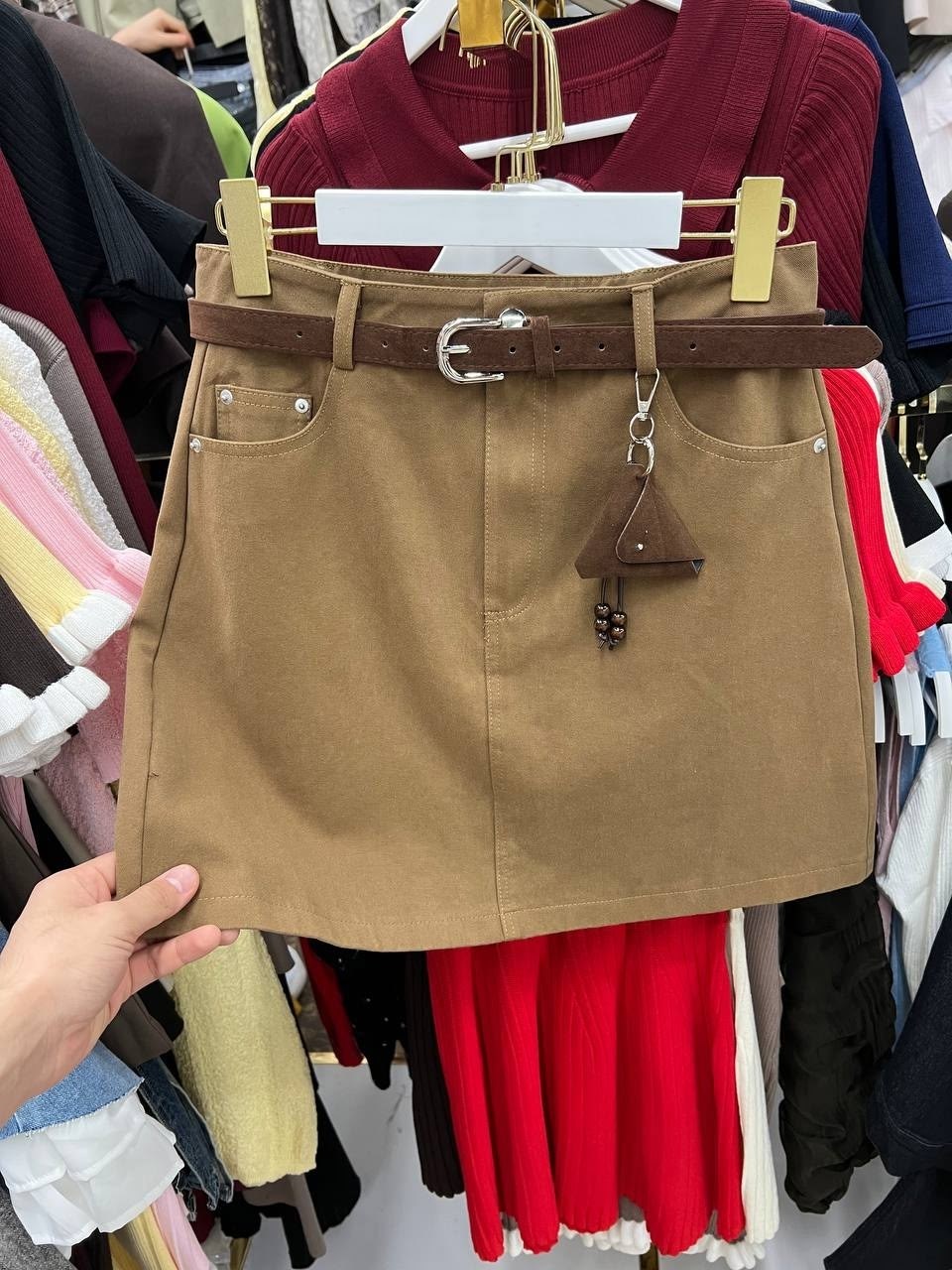 замшевая юбка,юбка с поясом,вельветовая юбка,юбка в корейском стиле,юбка