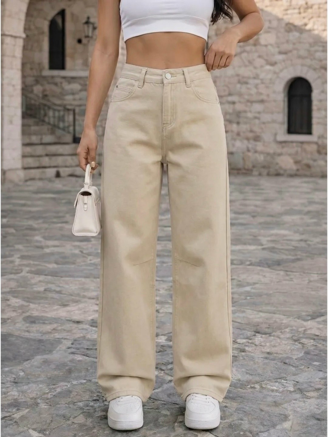 джинсы брюки,модные брюки,бежевые джинсы,джинсы madmext бежевый