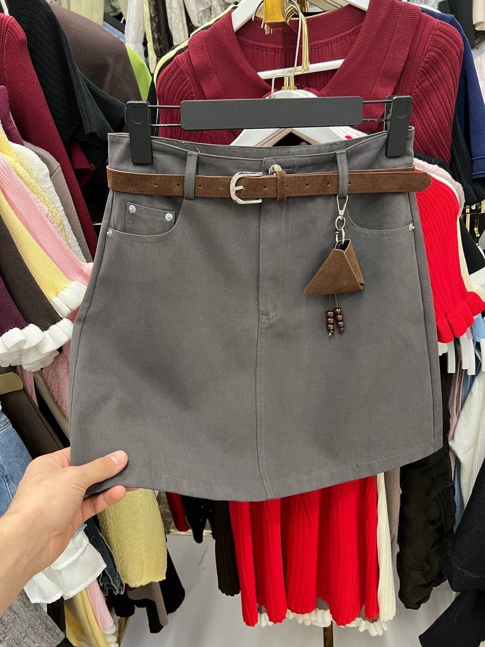 замшевая юбка,юбка с поясом,вельветовая юбка,юбка в корейском стиле,юбка