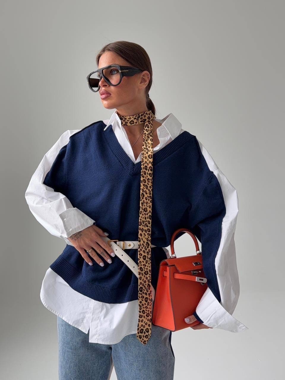 трикотажная жилетка,трикотажный жилет,вязаный жилет,женская кофта,жилет с рубашкой