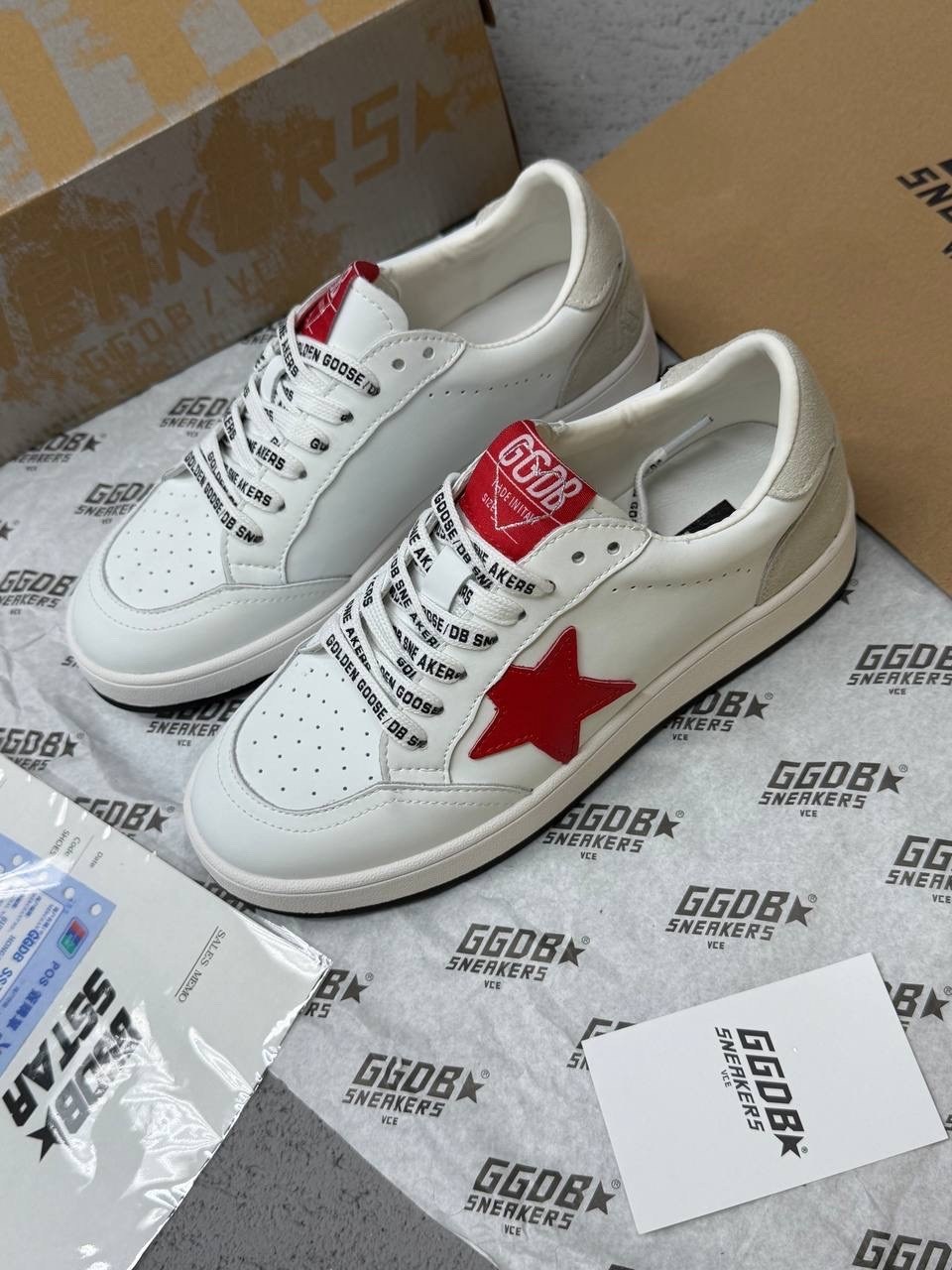 кроссовки golden goose ball-star low белый красный,кроссовки golden goose,кеды golden goose,кеды golden goose "ball star" красные,golden goose sneakers