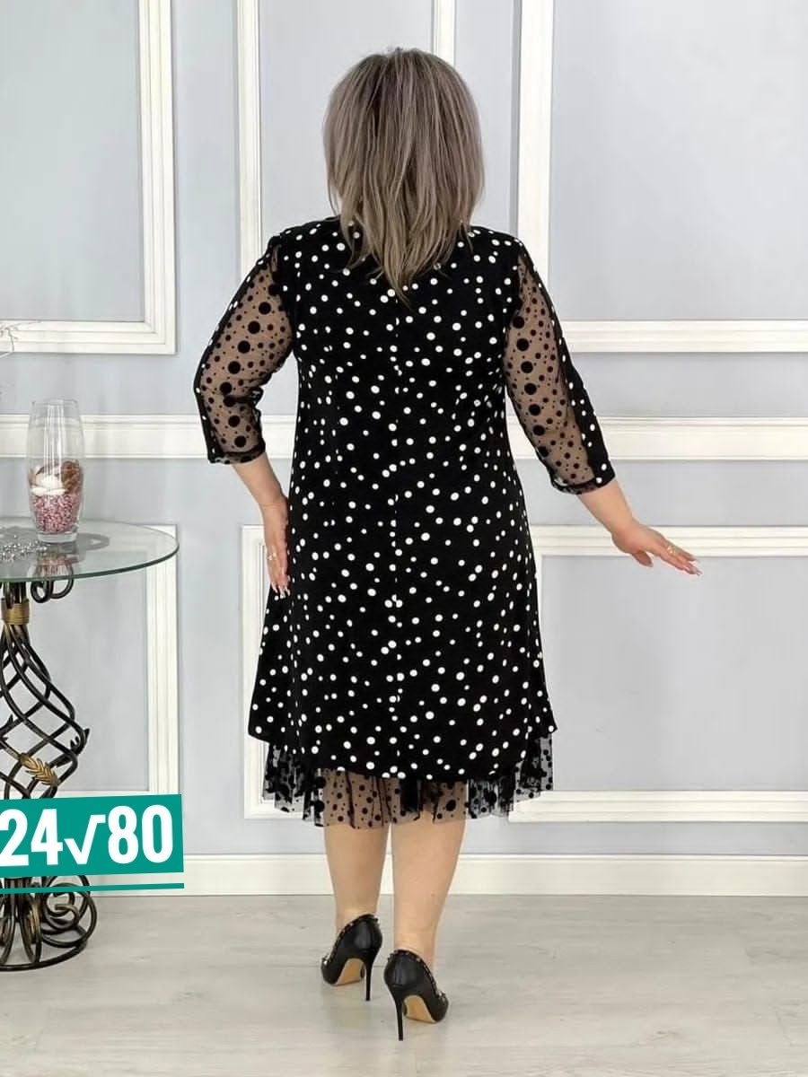 вечернее платье больших размеров нарядное в горошек saliya brand,платье больших размеров в горошек,женское праздничное платье больших размеров,платье вечернее больших размеров нарядное в горошек,плать