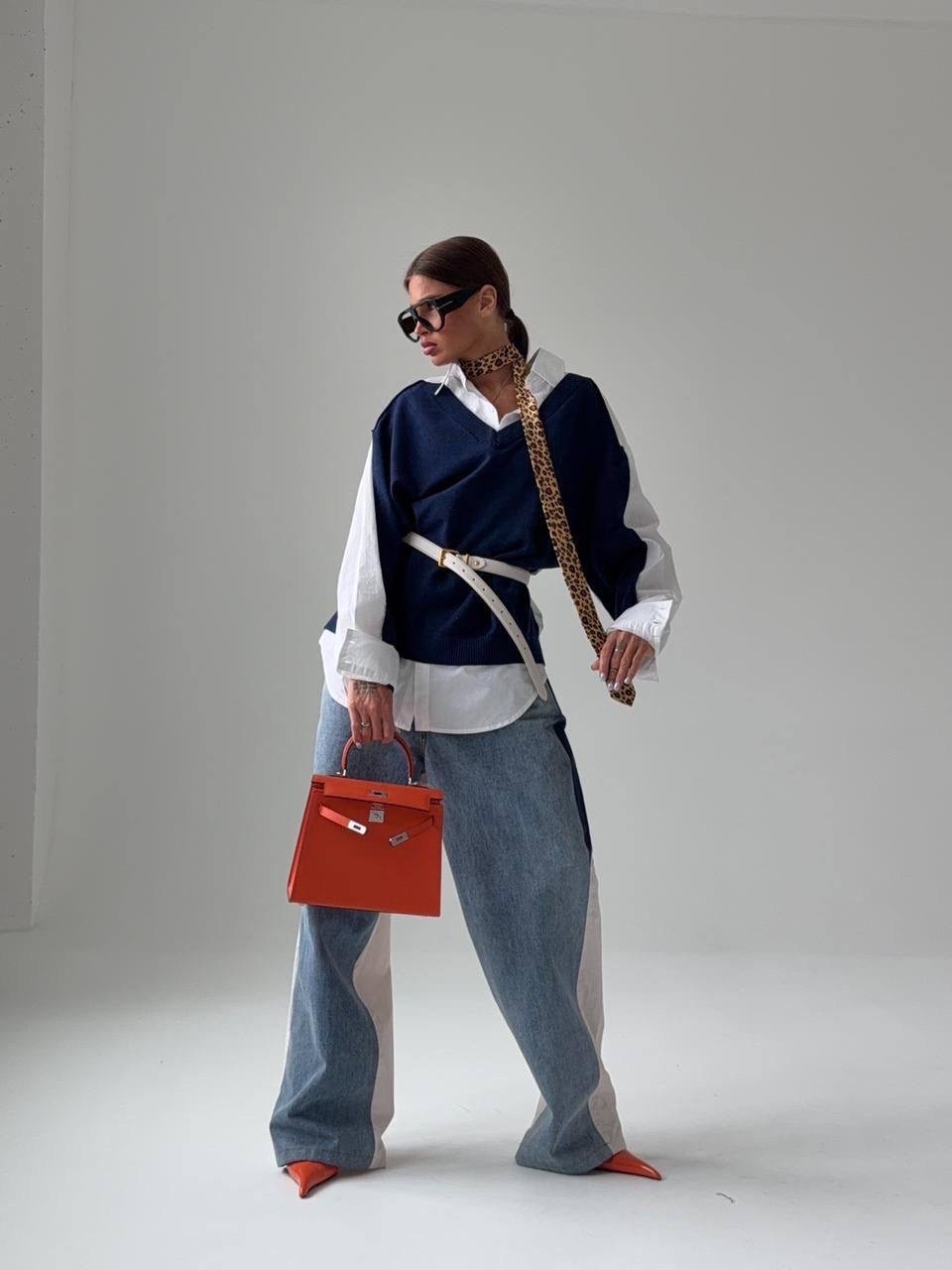 трикотажная жилетка,трикотажный жилет,вязаный жилет,женская кофта,жилет с рубашкой