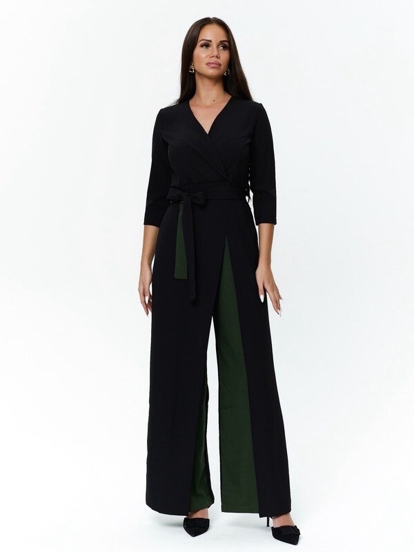 комбинезон жасмин,комбинезон женский вечерний,комбинезон с запахом черный красной отделкой,комбинезон dazzle style жасмин,комбинезон женский dazzle style черный