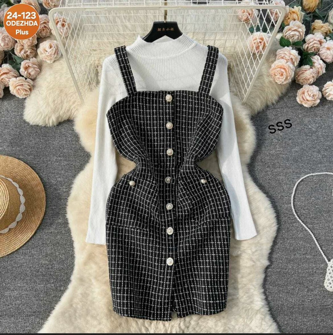 твидовый сарафан,сарафан в клетку,платье в стиле,шерстяное платье,сарафан в клетку зима