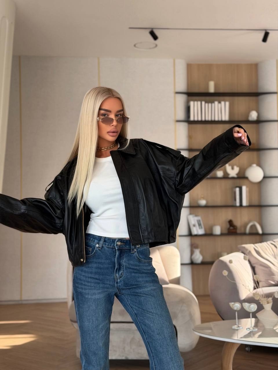 куртка бомбер из экокожи emberens,куртка бомбер оверсайз кожаная c&c fashion,женская куртка кожаная оверсайз короткая okssana firsanova,кожаная куртка,женская кожаная куртка