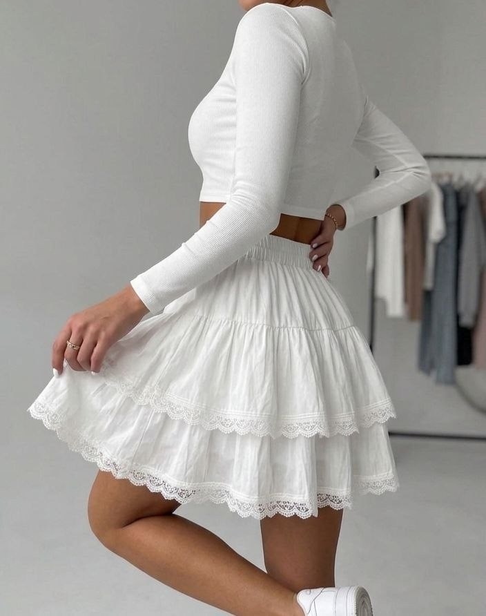 юбка белая,короткая белая юбка,юбка,юбка с оборками,юбка мини