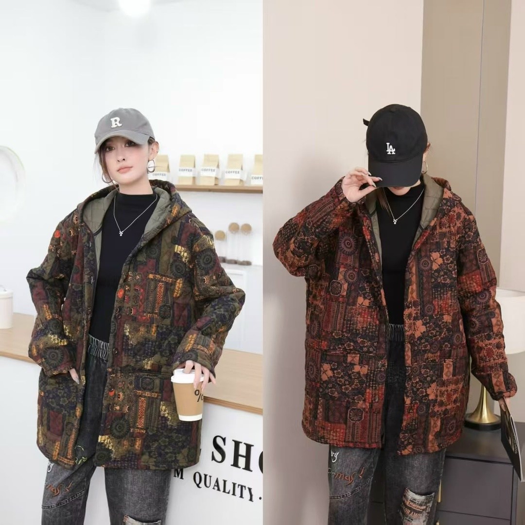 куртка фуфайка утепленная стеганая из хлопка new lilu,винтажная куртка,женская куртка большого размера с цветочным принтом,куртка стёганная короткая фуфайка бомбер овербохо,куртка в стиле пэчворк