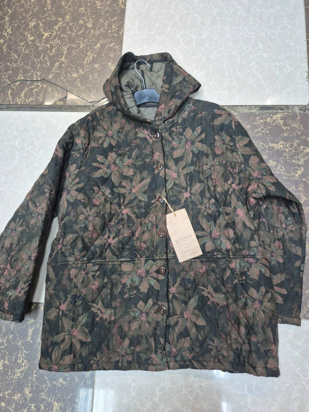 куртка фуфайка утепленная стеганая из хлопка new lilu,винтажная куртка,женская куртка большого размера с цветочным принтом,куртка стёганная короткая фуфайка бомбер овербохо,куртка в стиле пэчворк