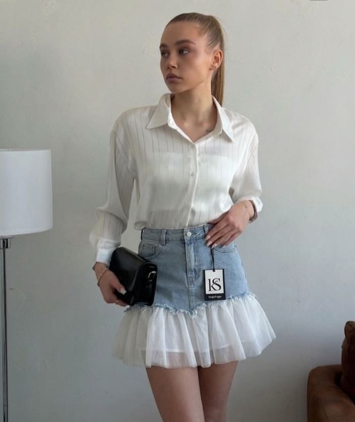 джинсовая юбка с фатином,короткая джинсовая юбка,юбка,юбка мини,стильная юбка