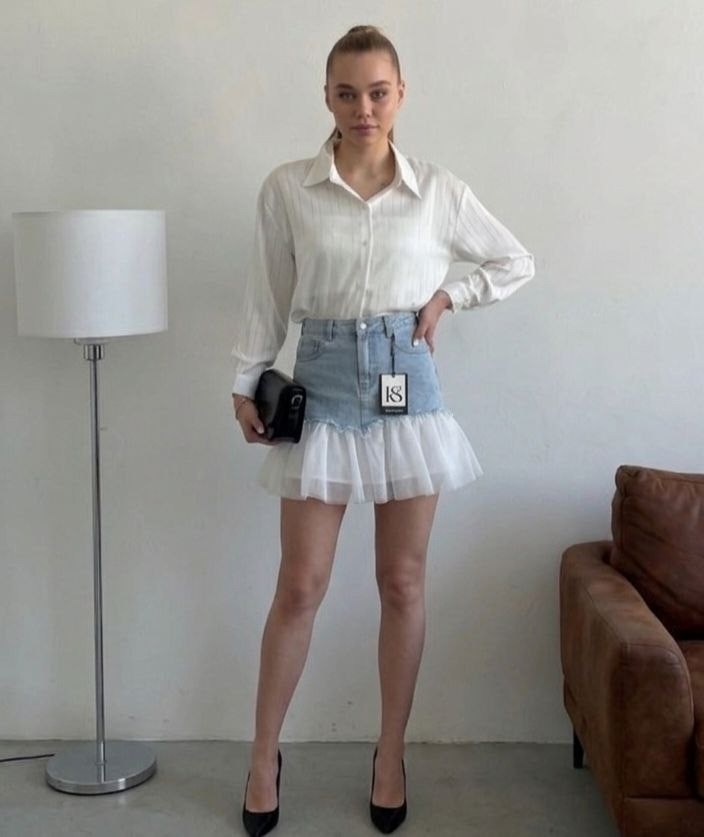 джинсовая юбка с фатином,короткая джинсовая юбка,юбка,юбка мини,стильная юбка