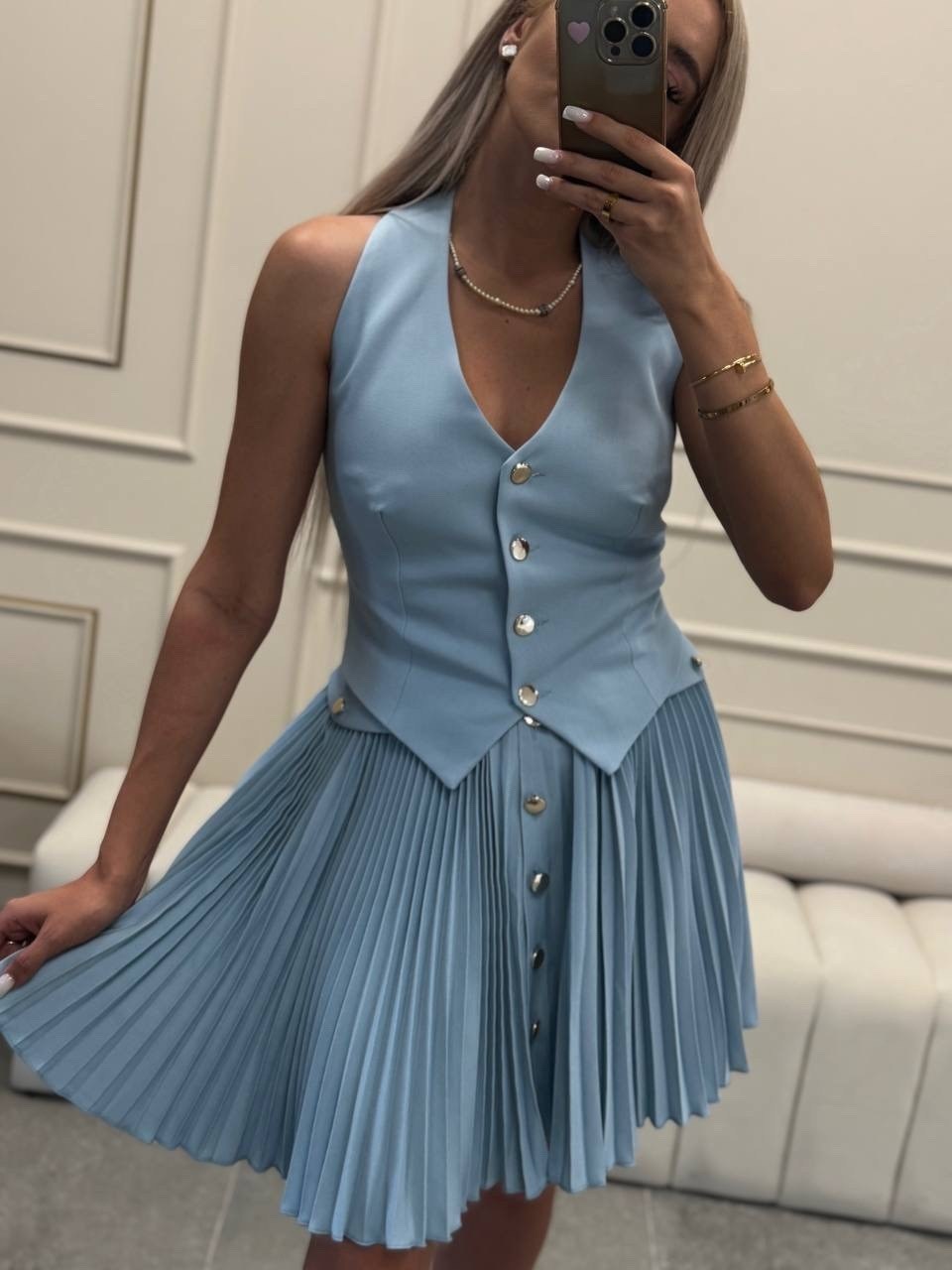 костюм с юбкой женский,костюм с юбкой,жилет и юбка,костюм с юбкой летний,летний костюм с юбкой и жилеткой классический amsia цвет голубой