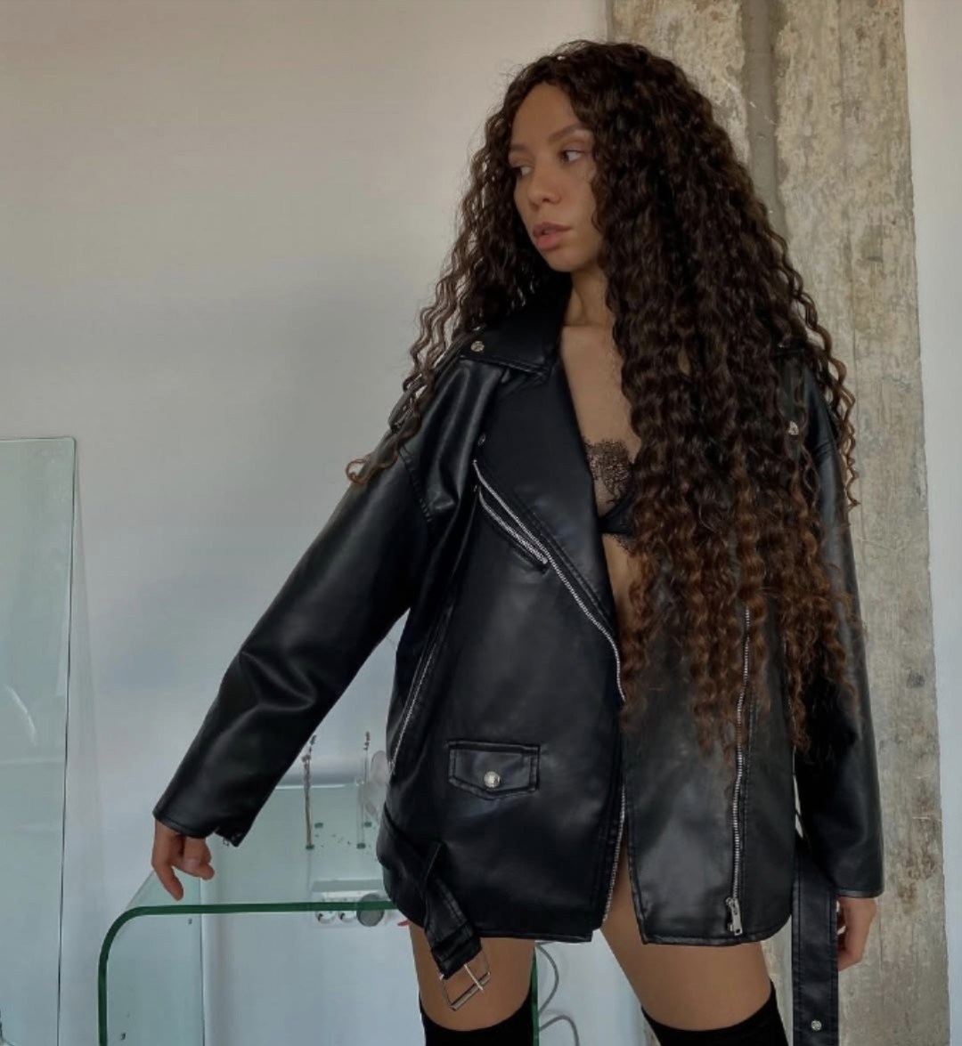 куртка косуха h&f b женская оверсайз арт: 28918766,куртка косуха женская,куртка косуха женская оверсайз,куртка кожаная косуха oversize,куртка косуха