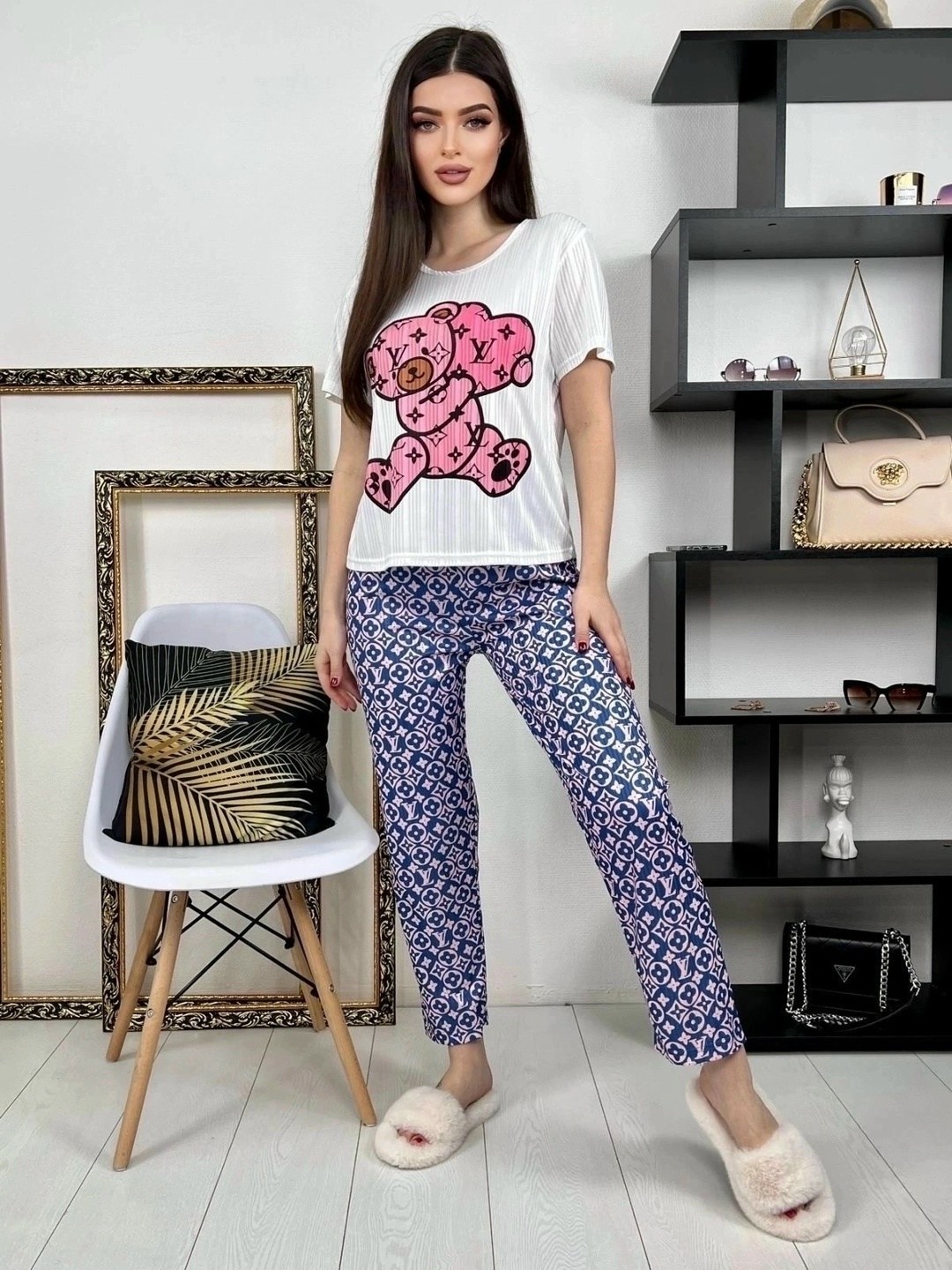 женская пижама,пижам,красивая пижама,женская пижама с брюками,комплект пижама