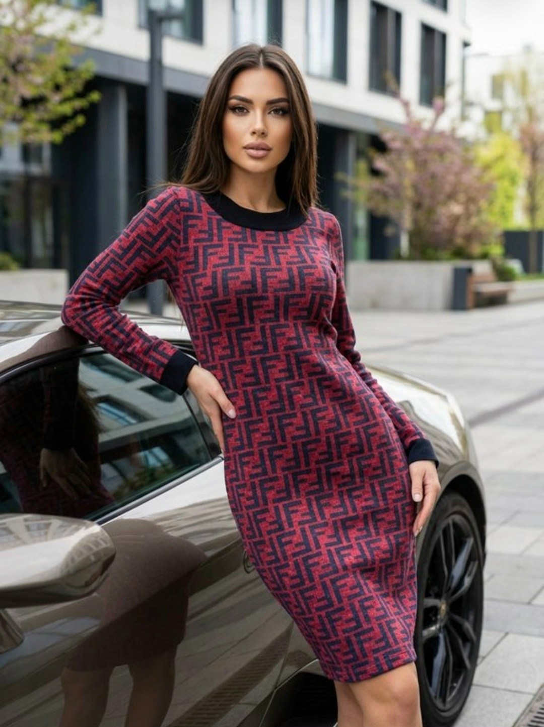 платья фенди трикотажные,вязаное платье фенди,трикотажное платье,платье женской,платье женское вязаное