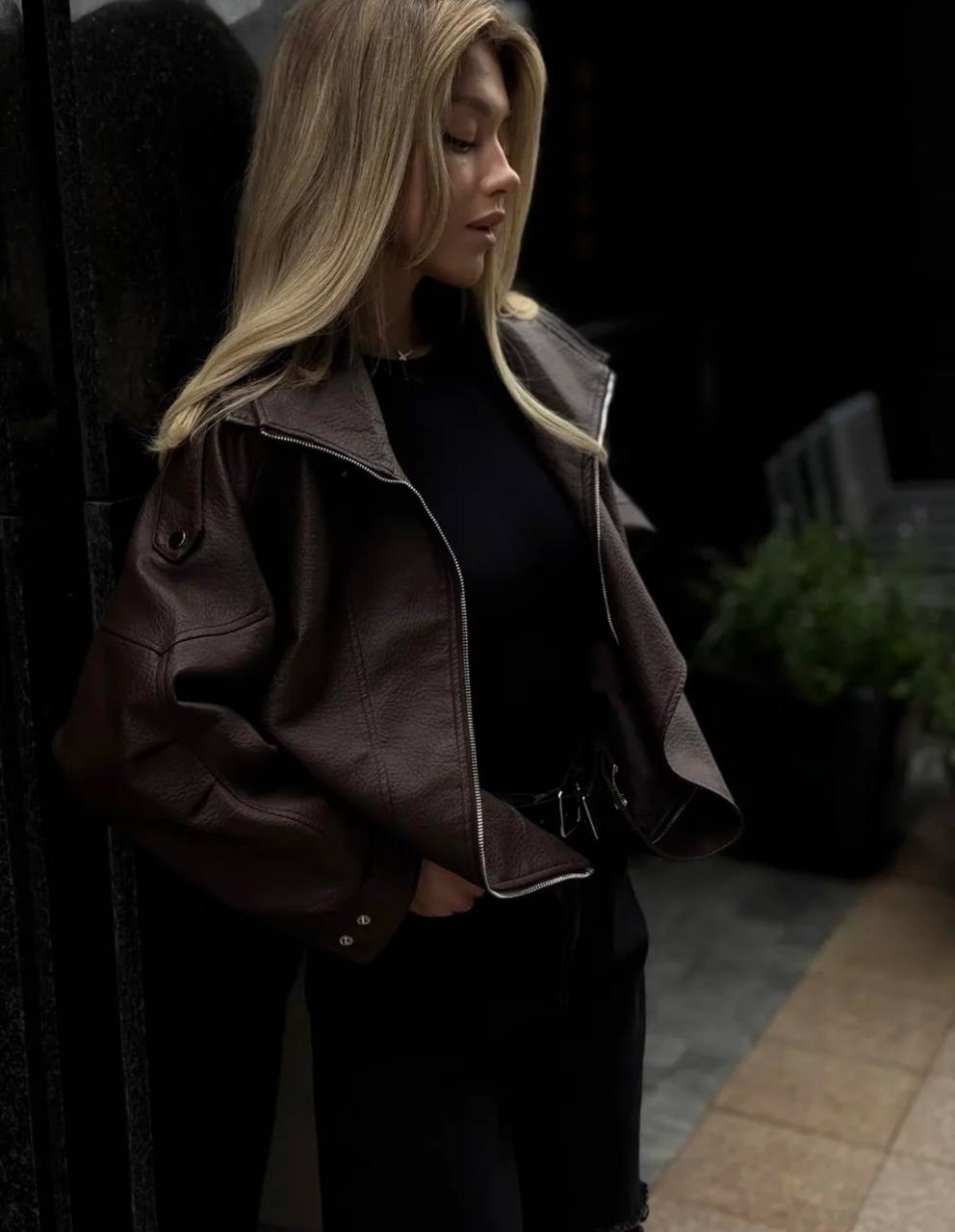 кожаная куртка,косуха куртка кожаная оверсайз chauzi,кожаная куртка косуха,куртка косуха,куртка косуха женская