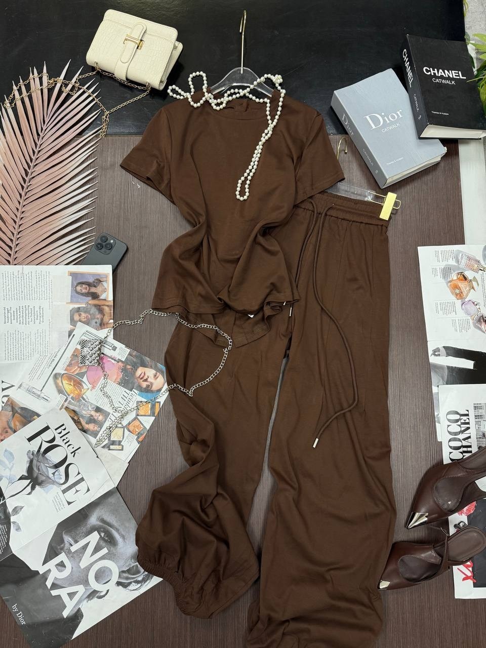 брюки палаццо зеленые,женский костюм с брюками,летний брючный костюм,летние костюмы,костюм с широкими брюками