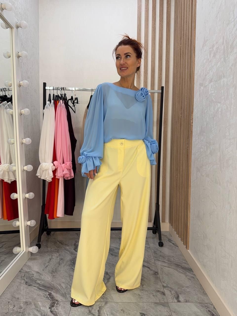 женская блузка,блуза женская,образ с брюками палаццо,блуза шифон,блузка и брюки