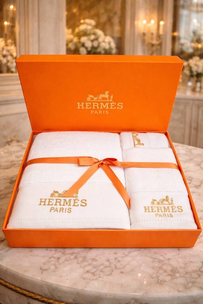 полотенце hermes,подарочное полотенце hermes paris,подарочный комплект полотенец hermes,махровые полотенца hermes,полотенца hermes оранжевые