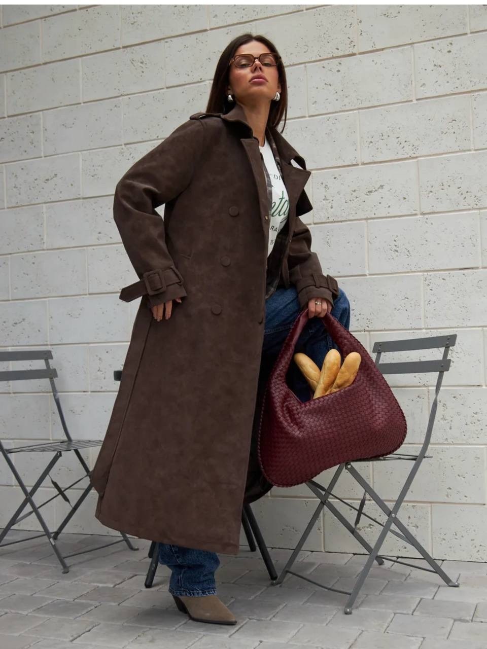 пальто длинное,пальто из искусственной замши,образ с пальто,легкое пальто,тренч пальто