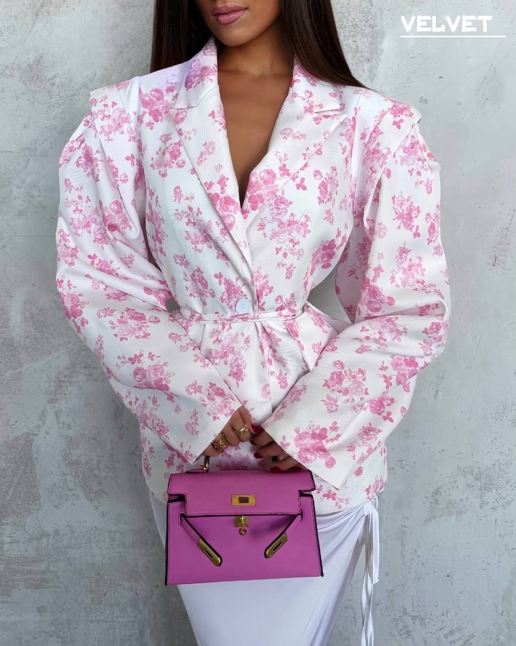 пиджак белый женский,женский пиджак,пиджак,пиджак оверсайз с цветочным принтом leroy style