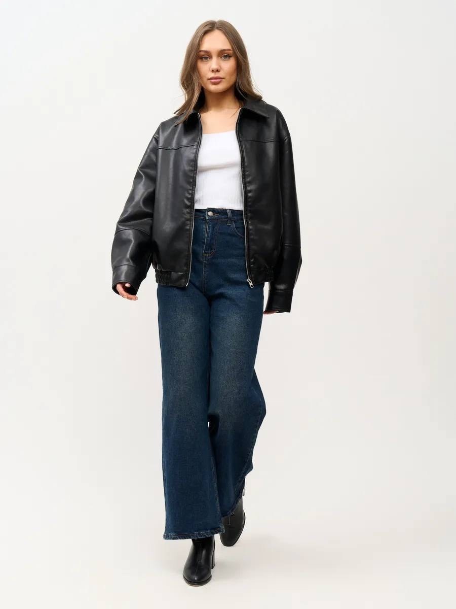 кожаная куртка женская nobrand ad166 черная 46-48 ru,кожаная куртка,кожаный бомбер оверсайз,кожаная куртка бомбер,куртка бомбер