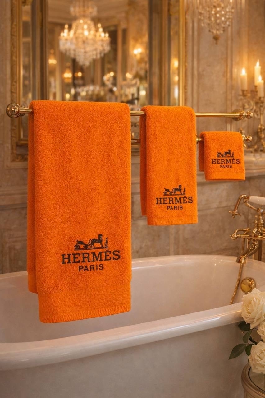 полотенце hermes,подарочное полотенце hermes paris,подарочный комплект полотенец hermes,махровые полотенца hermes,полотенца hermes оранжевые